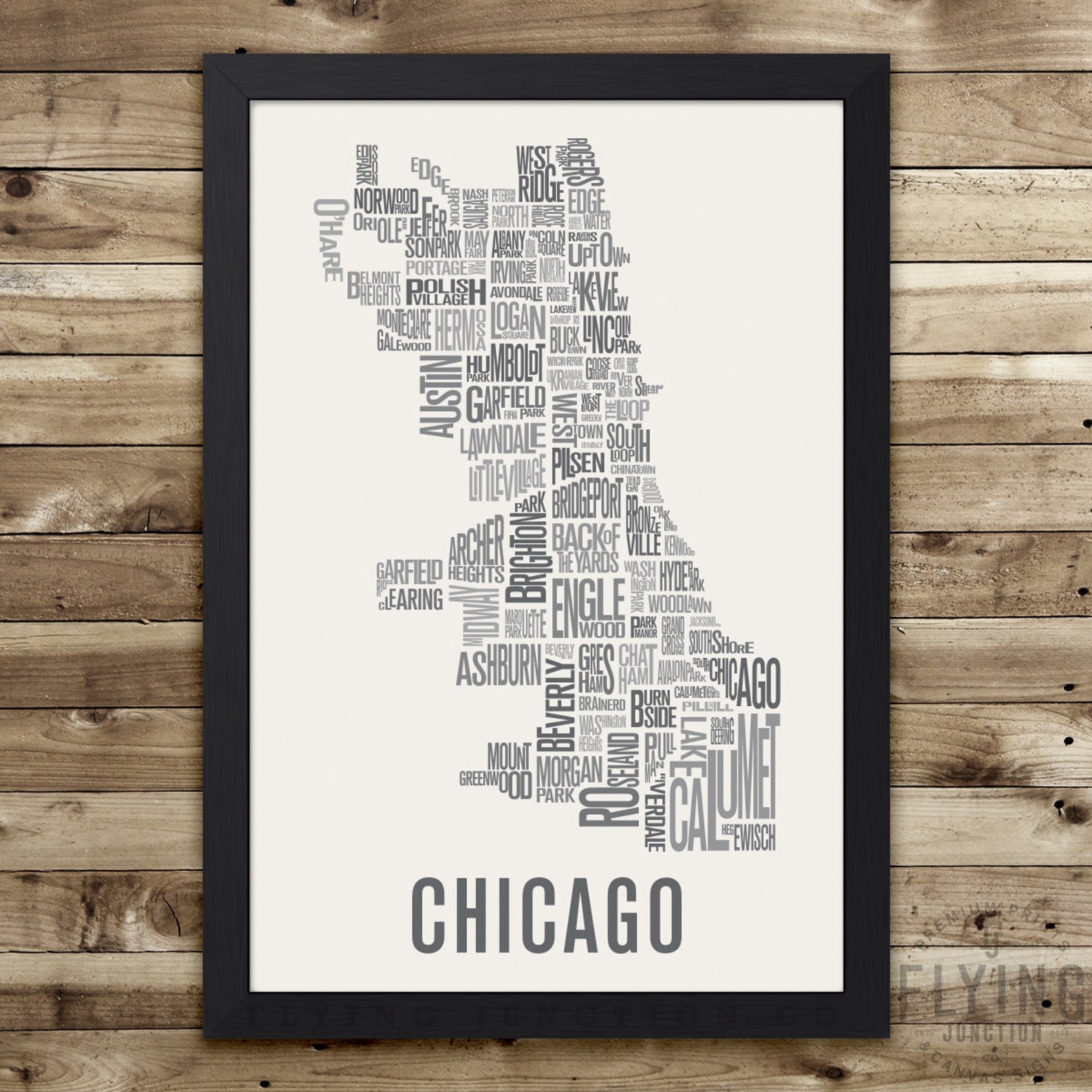 CHICAGO Neighborhood Map Print Chicago Wall Art Chicago - Etsy