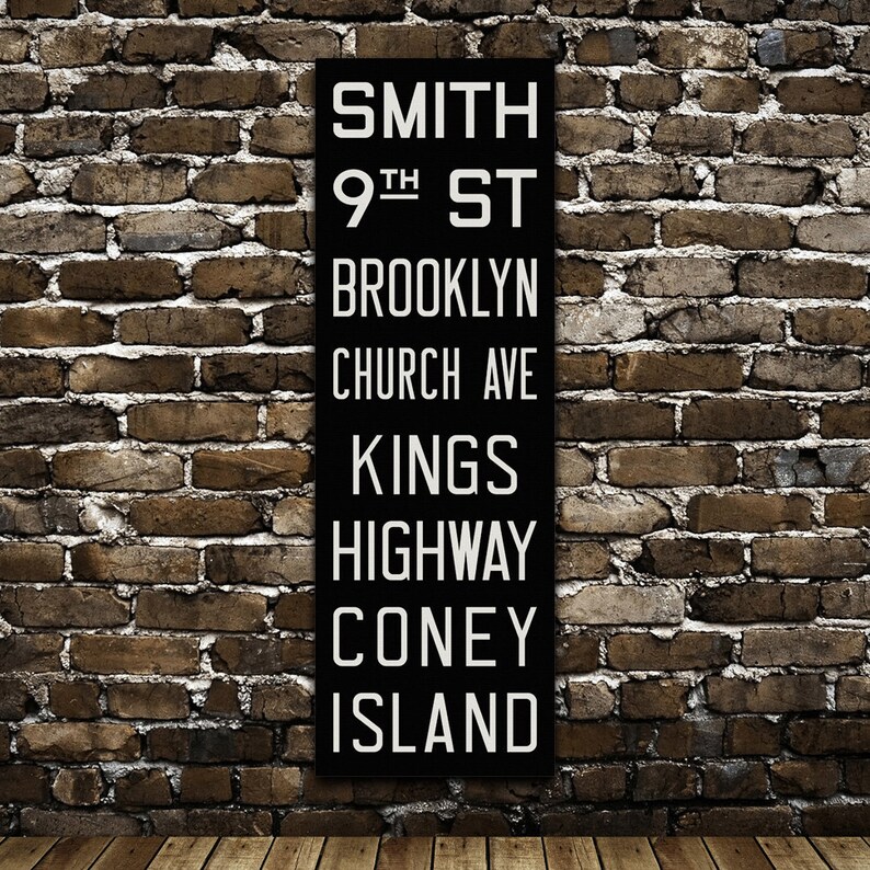 BROOKLYN New York City Distressed Subway Sign. Bus Scroll. Canvas 20 x 60 Rollsign Print image 2