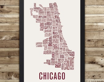 CHICAGO Neighborhood Map Poster