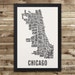 CHICAGO Neighborhood Typography City Map Print 