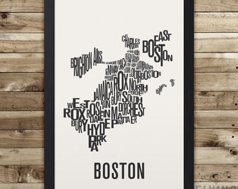 BOSTON Neighborhood Typography City Map Print