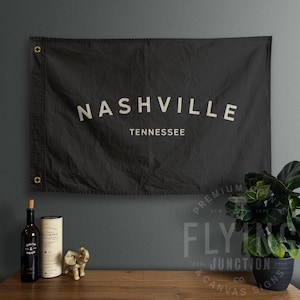Nashville Tennessee Hand Painted Cotton Canvas Flag - Vintage Look | Wall Tapestry | Home Decor | Banner