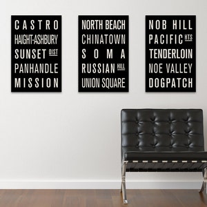 SAN FRANCISCO Subway Sign Prints. Bus Scrolls (Collection of 3)