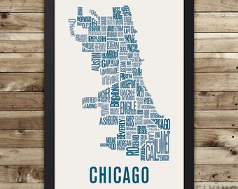 CHICAGO Stadtplan Typografie Stadtplan Druck