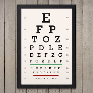 EYE CHART Print Classic Snellen Vintage Look White (background)