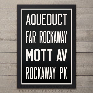 QUEENS AQUEDUCT / ROCKAWAY New York City Subway Sign. Bus Scroll. 12 x 18 Rollsign Print image 1