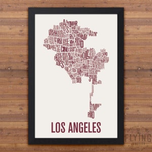Los Angeles Neighborhood Typography City Map Print Rosewood