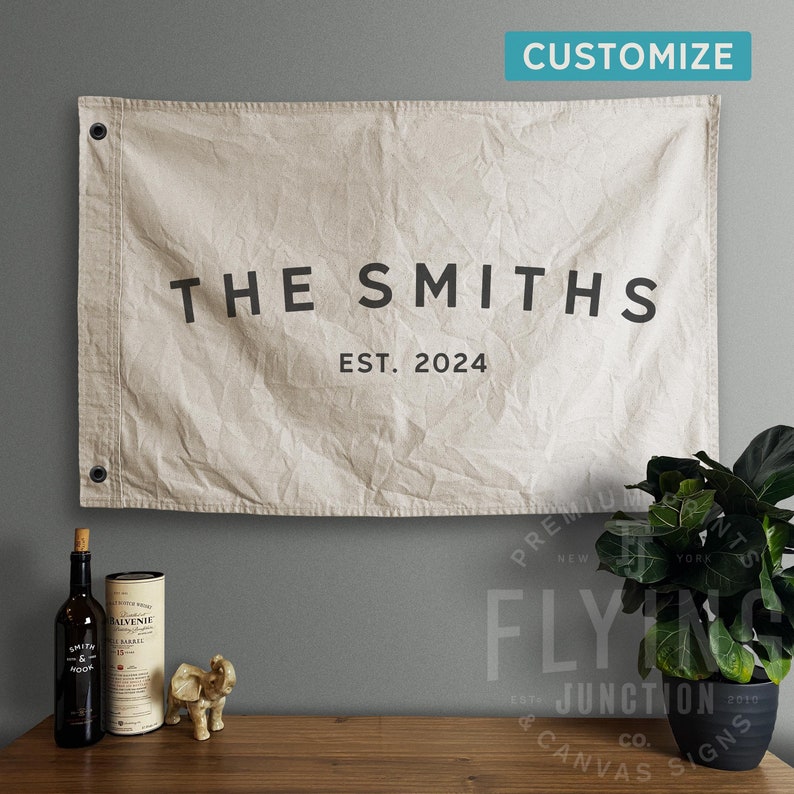Custom Hand Painted Cotton Canvas Flag - Vintage Look | Wall Tapestry | Home Decor | Banner