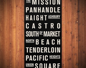 SAN FRANCISCO Subway Sign. Bus Scroll. Destination List - Canvas 24" x 48"