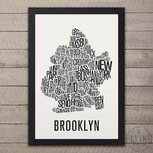 BROOKLYN New York Neighborhood Typography City Map Print