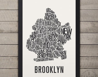 BROOKLYN New York Neighborhood Typography City Map Print