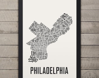 PHILADELPHIA Neighborhood Typography City Map Print