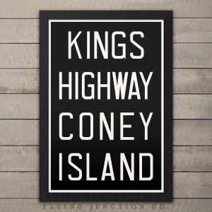 KINGS HWY Coney Island New York City Subway Sign. Bus Scroll. 12 x 18 Rollsign Print image 1