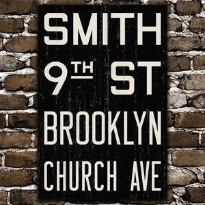 BROOKLYN New York City Distressed Subway Sign. Bus Scroll. Canvas 20 x 30 Rollsign Print image 2