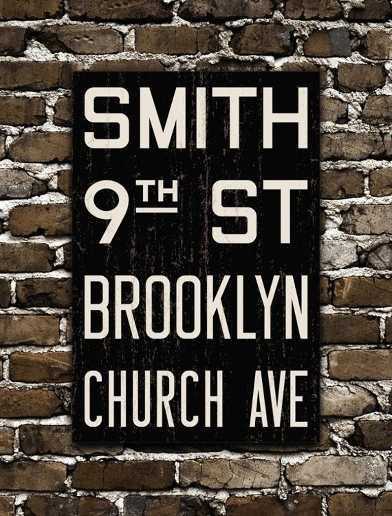 BROOKLYN New York City Distressed Subway Sign. Bus Scroll. Canvas 20 x 30 Rollsign Print image 2