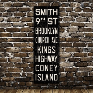 BROOKLYN New York City Distressed Subway Sign. Bus Scroll. Canvas 20 x 60 Rollsign Print image 1