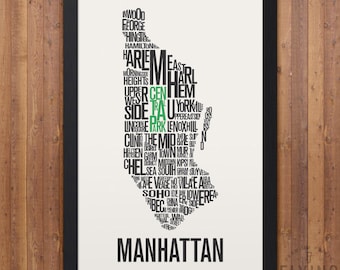 MANHATTAN New York Neighborhood Typography City Map Print