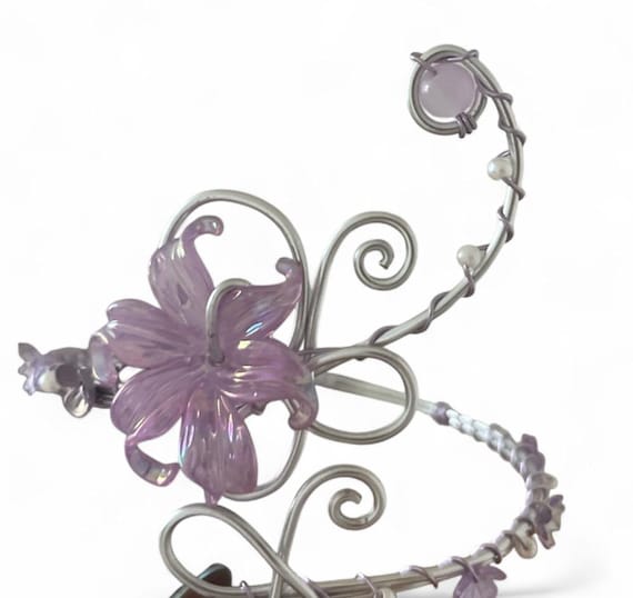 Whimsical Gold Purple Flower Arm Cuff - Tangled/rapunzel  display picture 3