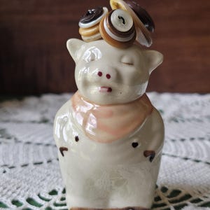 Shawnee Pottery Smiley the Pig S&P Shaker with Vintage Button Flowers