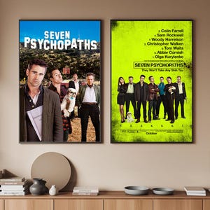 Seven Psychopaths Movie Poster, Classic Movie Art, Fantasy Movie Print, Film Lover Gift, Canvas Poster, Minimalist Art, Home Decor