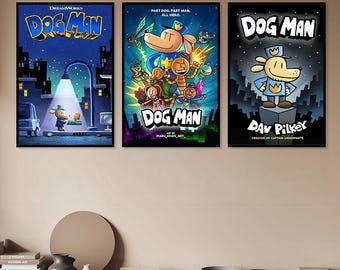 Filmposter van Dog Man, klassieke filmposter, fantasiefilmposter, cadeau voor filmliefhebbers, canvasposter, minimalistische kunst, woondecoratie