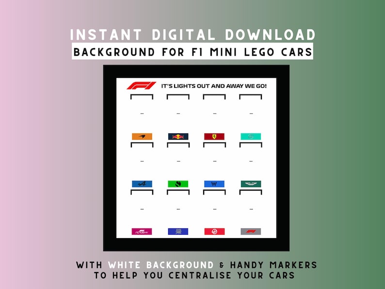 F1 Mini Race Car Background IN WHITE – With Space Markers/emblems ...