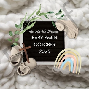 Faithful Rainbow Baby Pregnancy Announcement Editable Social Media Template for Gender Neutral Reveals