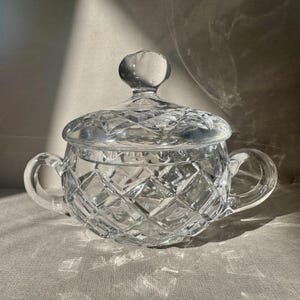 Crystal Sugar Bowl with Lid And Handles.