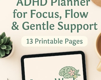 ADHD Planner for Neurodivergent Adults, Focus and Self-Care (Digital Download)