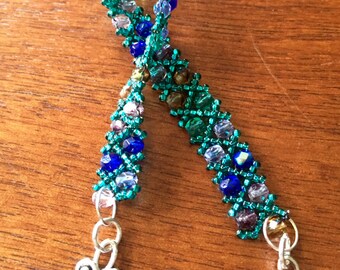 Silver Lined Teal Beaded Bracelet - Made with Czech Glass and Seed Beads