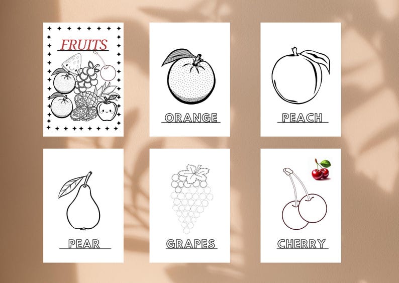 FRUITS, VEGITABLES and FLOWERS Coloring Book| 35 Printable Pages | Fun ...
