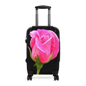 Koffer mit Rosen-Print, Blumenreisegepäck, stilvolle Handgepäck, einzigartiges Geschenk für Reisende, Urlaubsutensilien