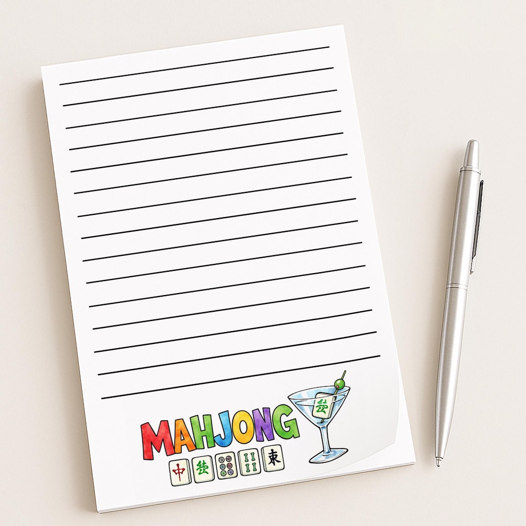 Mahjong Notepad Mahjong Notepad | 5x7 Inches, 50 Sheets | Martini on the Side - Etsy