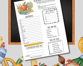 Teacher’s Favorite Things Printable
