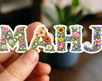 Floral Mahjong Tile Stickers | Water-Resistant Vinyl Decals (Set of 4)