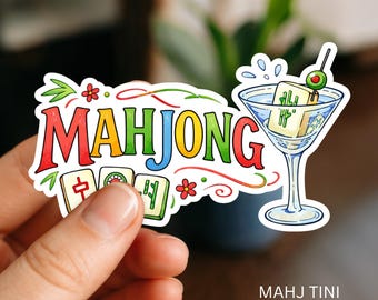 Mahjong Martini Sticker | 4" Water-Resistant Vinyl Decal (Set of 4)
