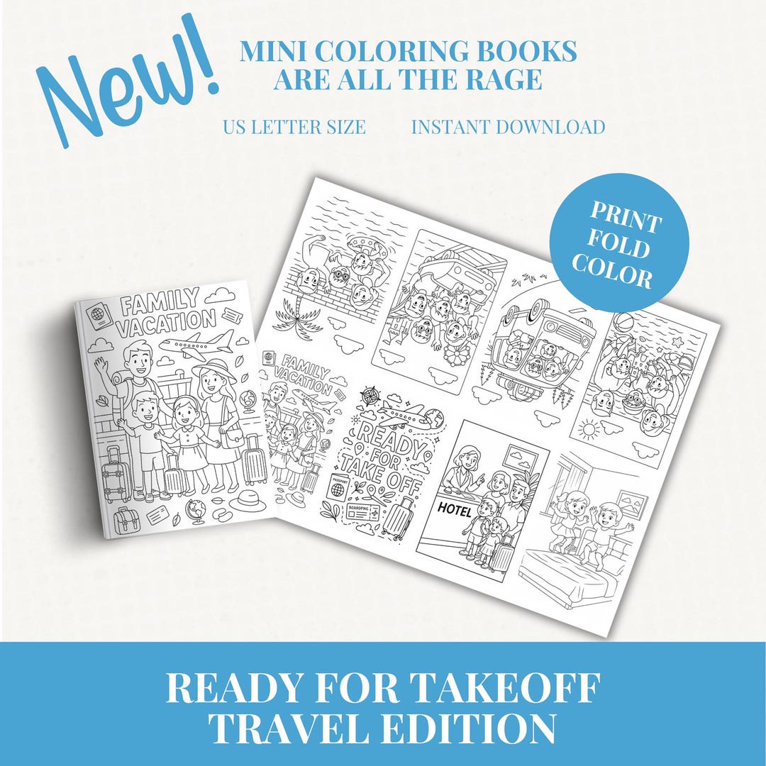 Travel-themed Mini Coloring Book | Printable Travel Activities for Kids ...