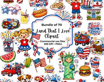 4th of July Clipart Bundle | Patriotic PNGs for Crafts (Digital Download)