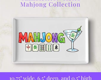 Mahjong Serving Tray, Colorful Game Night Decor, Cocktail Accessory, Mahjong Lover Gift