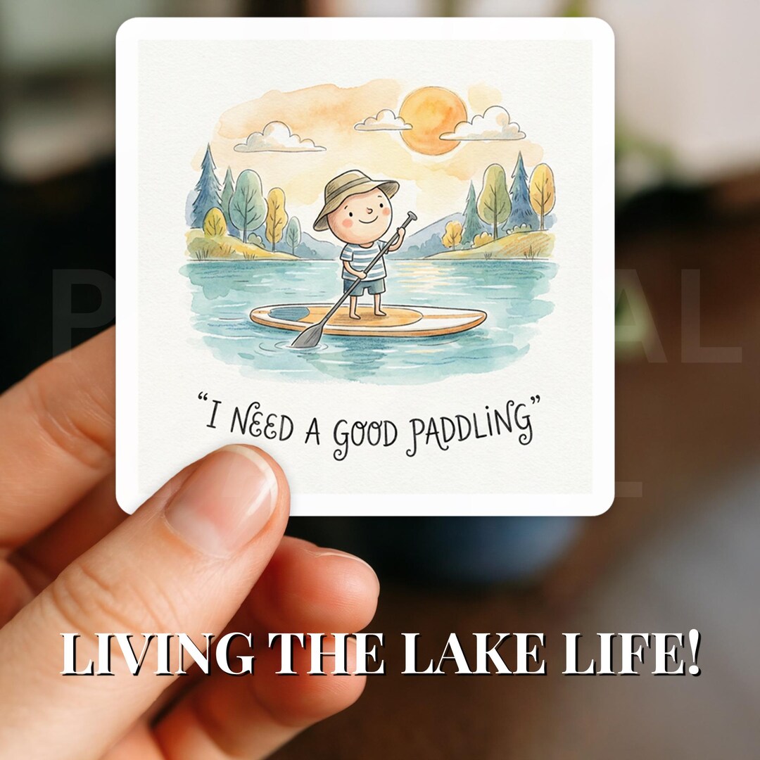 Funny Paddling Sticker – Watercolor Lake Life Decal 4” Vinyl - Etsy