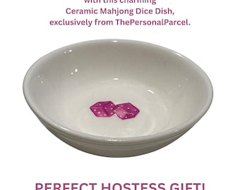 Ceramic Mahjong Dice Dish  • Table Accessory • Game Night Gift • 3" Porcelain
