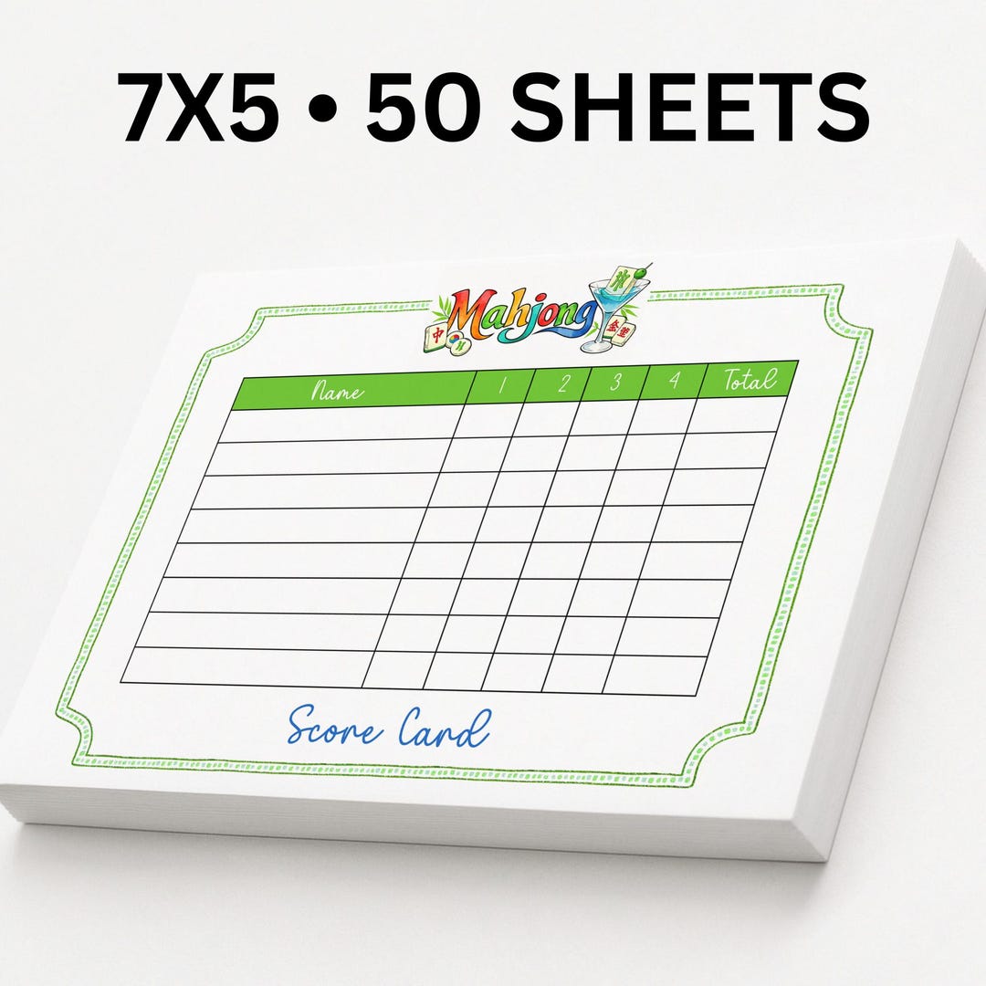 Mahjong Score Pad Notepad | 50 Sheets for Game Night | Fun & Stylish ...