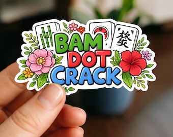 Mahjong Bam Dot Crack Sticker | 4" Water-Resistant Mahjong Sticker | Set of four