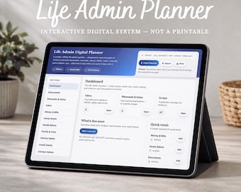 Planificador digital de administración de la vida / Seguimiento de facturas, documentos y renovaciones / Panel interactivo de organización de la vida