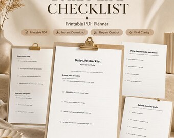 Lista de tareas diarias en PDF / Planificador diario imprimible para recuperar el control, mantenerse organizado y encontrar claridad.