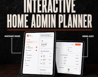 Planificador digital para el hogar / Panel de administración del hogar todo en uno / Seguimiento de facturas, suscripciones y documentos / Aplicación HTML