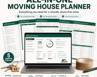 Moving House Planner 3-in-1 | Interactive App + Printable PDF | Change of Address Tracker | Instant Download