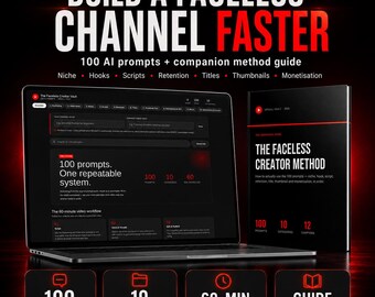 Prompts de YouTube sin rostro / 100 scripts de ChatGPT, sistema de automatización, crecimiento del canal