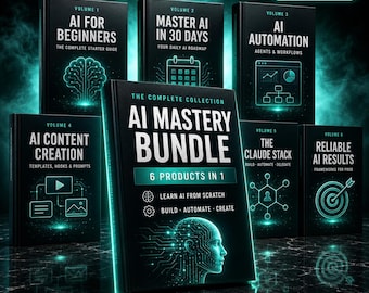 Paquete de aprendizaje de IA / ChatGPT, Claude y curso de automatización con IA / De principiante a avanzado / 6 guías digitales