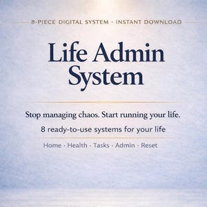 Life Admin System | Home Organisation | Task Planner | Subscription Tracker | Health Management | Personal Planner